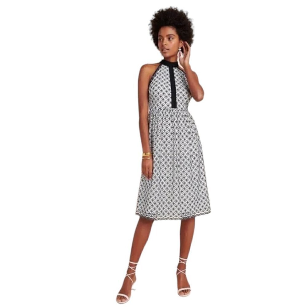 Anthropologie Eri + Ali Ninetta Black White Lace Halter Dress